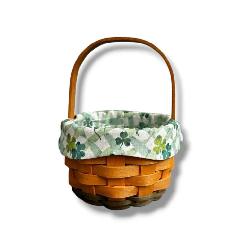 Longaberger Vintage 2001 Lucky You Shamrock Basket w/ Liner & Protector